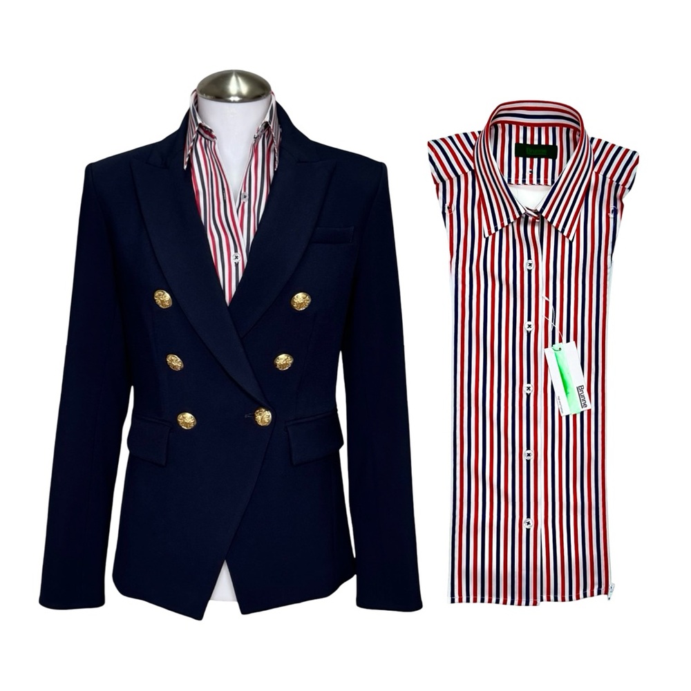 $180 NWT DICKEY Compatible with Veronica Beard Blazer Button Down Shirt 00-14